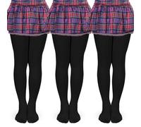 srclo 3 pares de medias suaves y elásticas de punto para niñas de 6 a 14 años, Negro, 13-15 años