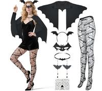srclo Disfraz de murciélago de vampiro para mujer con alas y máscara, disfraz de Halloween