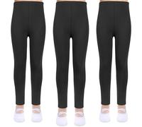 srclo Paquete de 3 leggings de cintura alta para niñas, leggings deportivos para niñas, largos y suaves, elásticos, básicos, opacos, para danza, yoga, uso diario, Negro , 7-8 Years