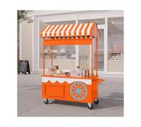 SRDCAIM Carrito portátil para Venta de Comida al Aire Libre, Carrito de Dulces con Ruedas, Puesto de Comida callejera Resistente, quiosco de Mercado para refrigerios, Bebidas(Orange,130cm/51.2in)