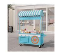 SRDCAIM Carrito portátil para Venta de Comida al Aire Libre, Carrito de Dulces con Ruedas, Puesto de Comida callejera Resistente, quiosco de Mercado para refrigerios, Bebidas(Blauw,150cm/59.1in)