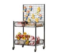 SRDCAIM Carro Plegable para vendedores con Panel de Rejilla y Ganchos. Exhibidor móvil de 2 Niveles. Puesto de Mercado portátil para Tiendas minoristas, ferias de artesanía(Nero,101cm/39.8in)