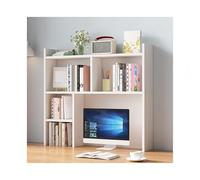 SRDCAIM Estante Librería De Sobremesa De Oficina - Estantería De Escritorio De 3 Niveles con Cajones, Escritorio De Computadora Simple Estantería Pequeña De Múltiples Capas(Wit,80CM/31.5in)