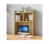 SRDCAIM Estante Librería De Sobremesa De Oficina - Estantería De Escritorio De 3 Niveles con Cajones, Escritorio De Computadora Simple Estantería Pequeña De Múltiples Capas(Walnut Color,70CM/27.6in)