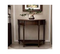SRDCAIM Mesa Consola de Media Luna de Madera Maciza mesas Decorativas contemporáneas con cajón y Estante Mesa de sofá de Entrada semicircular para Sala de Estar Pasillo(Dark Walnut,31.5x13.8x31.5in)