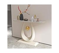 SRDCAIM Mesa Consola Moderna, Mesa Auxiliar contemporánea para recibidor, Pasillo, Sala de Estar, vestíbulo, balcón, apartamento u Oficina(White+Brown,100cm/39.4in)