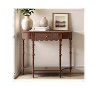 SRDCAIM Mesa Consola semicircular de Madera Maciza, Mesa Auxiliar para recibidor, mesas para vestíbulo de Estilo rústico, para Sala de Estar, Pasillo u Oficina(Brown,90cm/35.4in)