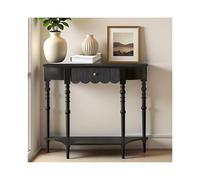 SRDCAIM Mesa Consola semicircular de Madera Maciza, Mesa Auxiliar para recibidor, mesas para vestíbulo de Estilo rústico, para Sala de Estar, Pasillo u Oficina(Nero,100cm/39.4in)