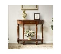 SRDCAIM Mesa Consola semicircular de Madera Maciza para recibidor, Mesa Auxiliar de Estilo rústico Vintage para Apartamentos, Salones, dormitorios y pasillos(Brown,120cm/47.2in)