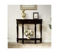 SRDCAIM Mesa Consola semicircular de Madera Maciza para recibidor, Mesa Auxiliar de Estilo rústico Vintage para Apartamentos, Salones, dormitorios y pasillos(Nero,110cm/43.3in)