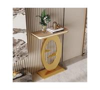 SRDCAIM Mesas Consola Modernas, Mesa Auxiliar contemporánea, mesas auxiliares para recibidor, Mesa para Colocar detrás del sofá, Mesa para salón o Pasillo(Gold+Wood,80cm/31.5in)