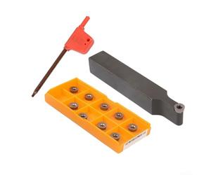 SRDPN1616H08 Soporte de herramientas de torneado externo para torno 16x100mm con 10pcs RPMT08T2M0E-JS insertos de carburo, herramienta de acero de aleación para mecanizado CNC