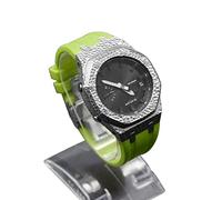 SRDRK Casioak Mod Kit - Carcasa de metal para reloj GA2100 Hammer Correa de goma + funda para GA2110 cubierta de acero inoxidable, talla única