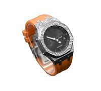 SRDRK Casioak Mod Kit - Carcasa de metal para reloj GA2100 Hammer Correa de goma + funda para GA2110 cubierta de acero inoxidable, talla única