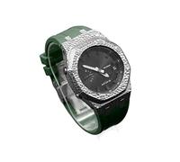 SRDRK Casioak Mod Kit - Carcasa de metal para reloj GA2100 Hammer Correa de goma + funda para GA2110 cubierta de acero inoxidable, talla única