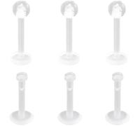 SREFGAS Clear 16 G Piercing Retainers Set para Mujer Hombre Plástico Labret Piercing Labio Lengua Piercing de nariz Piercing de nariz Nostril Piercing Helix Earrings Piercing Oreja Piercing 6 unidades