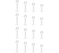 SREFGAS Juego de piercings transparentes para el labio para hombre y mujer, 16 g, acrílico, Nostril, piercing para labio, retenedor, lengua, nariz, 16 unidades, transparente, 1.2 mm+3, Acrílico, Sin