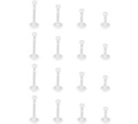 SREFGAS Juego de piercings transparentes para el labio para hombre y mujer, 16 g, plástico, retenedor, nariz, lengua, nariz, nariz, 16 unidades, 6-12 MM, Plástico, Sin gemas