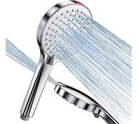 SREWOHS Alcachofa de Ducha Alta Presión 2 en 1 con Chorro de Limpieza, Cabezal Antical de 125 mm, 5 Modos, Ahorro de Agua, Boquillas de Silicona, Conexión Universal G1/2