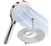 SREWOHS Alcachofa de Ducha con Manguera de 1,6M,Grande(⌀125mm) Chuveiro,Alta Presion, Antical,5 Tipos,Función de pistola pulverizadora incorporada,Limpia aseos y baños,Ahorro Cabezal Ducha
