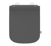 SREWOHS PRO Asiento de inodoro cuadrado ultra delgado con cierre amortiguado de urea-formaldehído gris de liberación rápida para una fácil limpieza, asiento de inodoro universal, bisagras ajustables