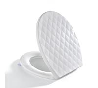 SREWOHS PRO Asiento WC Forma O PP Cierre Suave Quick Release 44,6x37,1 cm | Fabricado en PP con diseño rombos, liberación rápida, plantilla instalación incluida y ajuste universal para inodoros