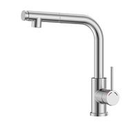 SREWOHS PRO Grifo Fregadero Cocina Extraible, Altura 27.3cm, Ducha de 2 Modos,Flexible,360° Acero Inoxidable Torneira Cozinha L Monomando para 1 Orificio, Burbujeador Desmontable,G3/8, Níquel
