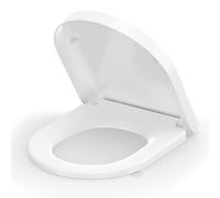 SREWOHS PRO Tapa WC Amortiguada, Asiento Inodoro Blanco en Forma de D, Tapa de Vater con Cierre Suave, Tapa de WC de Duroplast, Tapadera WC, Tapa Inodoro Montaje Fácill