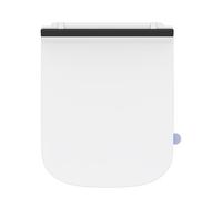 SREWOHS PRO Tapa WC Forma Cuadrado Ultrafino [CORTO], Asiento de Inodoro Cuadrado con Cierre Suave y Liberación Rápida para una Fácil Limpieza, Blanc avec Bordures Noires, 42,5 * 34.5CM