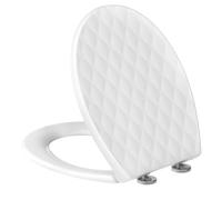 SREWOHS PRO Tapa WC Forma O de PP con Cierre Suave Doble, Diseño 3D Efecto Piel, Anti-UV Inalterable, Asiento WC Quick Release, Fijación Superior con Tornillos de 7 cm, Plantilla + Vídeo,Blanco
