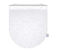 SREWOHS PRO Tapa Wc Ultrafino Forma D Universal, Asiento de Inodoro de Cierre Suave con Liberación Rápida para una Fácil Limpieza,Mármol Blanco, 42,5 * 36,2 cm