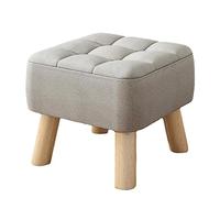 SRHIMEOS Cuadrado Escabel Reposapies Bajo 30x30x26cm, Taburete otomano tapizado, Otomanas de Madera, Escabel con Patas de Madera Maciza, para Dormitorio, Sala de Estar, Oficina