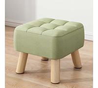 SRHIMEOS Cuadrado Escabel Reposapies Bajo 30x30x34cm, Taburete otomano tapizado, Otomanas de Madera, Escabel con Patas de Madera Maciza, para Dormitorio, Sala de Estar, Oficina