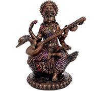 Sri Krishna Culture - Hecho a mano grande Saraswati Ji Murti -Dios hindú y diosa ídolo/estatua/Murti/figura (8.5 pulgadas) -Resina de polister-multicolor-piezas para regalos y decoración del hogar