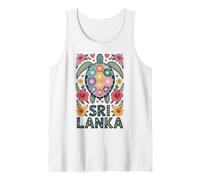 Sri Lanka Vibrante Tortuga, Vida Océano Flores y Corazones Camiseta sin Mangas