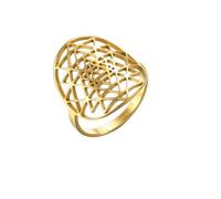 Sri Yantra - Anillo de meditación para mujer, de acero inoxidable, color dorado, geométrico, ajustable, para regalo, Resizable, Acero inoxidable