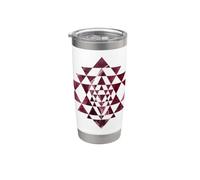 Sri Yantra Geometría Sagrada con Humo Borgoña Formas Mania Vaso térmico de acero inoxidable de doble pared
