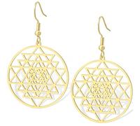 Sri Yantra - Pendientes de chakra para mujer, diseño de geometría sagrada, símbolo del hinduismo, amuleto, yoga, meditación, joyería de energía espiritual, regalo religioso, Acero inoxidable, Sin
