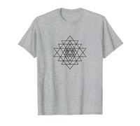 Sri Yantra/Sri Chakra símbolo meditación, Yoga, Trabajo energético Camiseta, Hombre, Gris Jaspeado, S