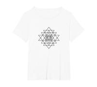 Sri Yantra/Sri Chakra símbolo meditación, Yoga, Trabajo energético Camiseta, Mujer Tallas Grandes, Blanco, 3XL Grande