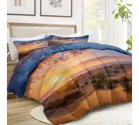 Srigzcaly - Edredón cálido, 200 x 220 cm, color amarillo oscuro, edredón de cama, Montañas amanecer Paisaje natural, juego de cama reversible - Edredon All Seasons para cama de 2 personas con 2 fundas
