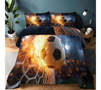 Srigzcaly Edredón Estampado 3D Suave y Transpirable | Fútbol Llama Fantasía Red Deporte, Nórdico Lavable para Todas Las Estaciones, Incluye 2 Fundas de Almohada 50x75 cm, 235x260 Multicolor