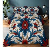 Srigzcaly Multicolor Flores Folk TradicionalesEdredón Matrimonial 240 x 260cm, Set Coverless 4 Estaciones, Microfibra Suave Lavable a Máquina, 2 Fundas