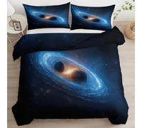 Srigzcaly Ropa de cama reversible de 155 x 220 cm, azul oscuro, fantástica galaxia espiral, microfibra, funda nórdica con cremallera y 2 fundas de almohada de 80 x 80 cm