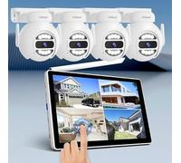 SriHome - Kit de videovigilancia WiFi 4 cámaras 5MP Monitor de 10.1 Pulgadas, visión Nocturna, detección de Movimiento, Pantalla remota