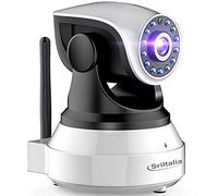 SrItalia Ultima versión SP017 Cámara WiFi interior de vigilancia 1080P inalámbrica IP cámara, objetivos giratorios, audio bidireccional, modo noche a infrarrojos, compatible con iOS Android PC