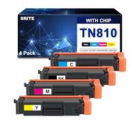SRITE Cartucho de tóner TN810 TN810XL (con chip) de repuesto para Brother TN-810 TN-810XL compatible con impresora Brother MFC-L9610CDN HL-EX470W HL-L9410CDN HL-L9430CDN HL-L9470CDN (paquete de 4)