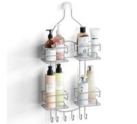 SRIWATANA Organizador de ducha para colgar sobre la cabeza, colgador de ducha de baño con ganchos para maquinillas de afeitar, cromado