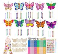 SRIZIAN 10 Mariposa Carillón de Viento para Niños,Arte Bricolaje Manualidades de Madera para Pintar Decoración Juguetes Creativos