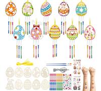 SRIZIAN 10piezas Pascua Manualidades niñas, Kit de Manualidades de Campanillas de Viento de Madera de Pascua Regalos Manualidades Decoración para Fiestas Puertas y Jardines Bricolaje